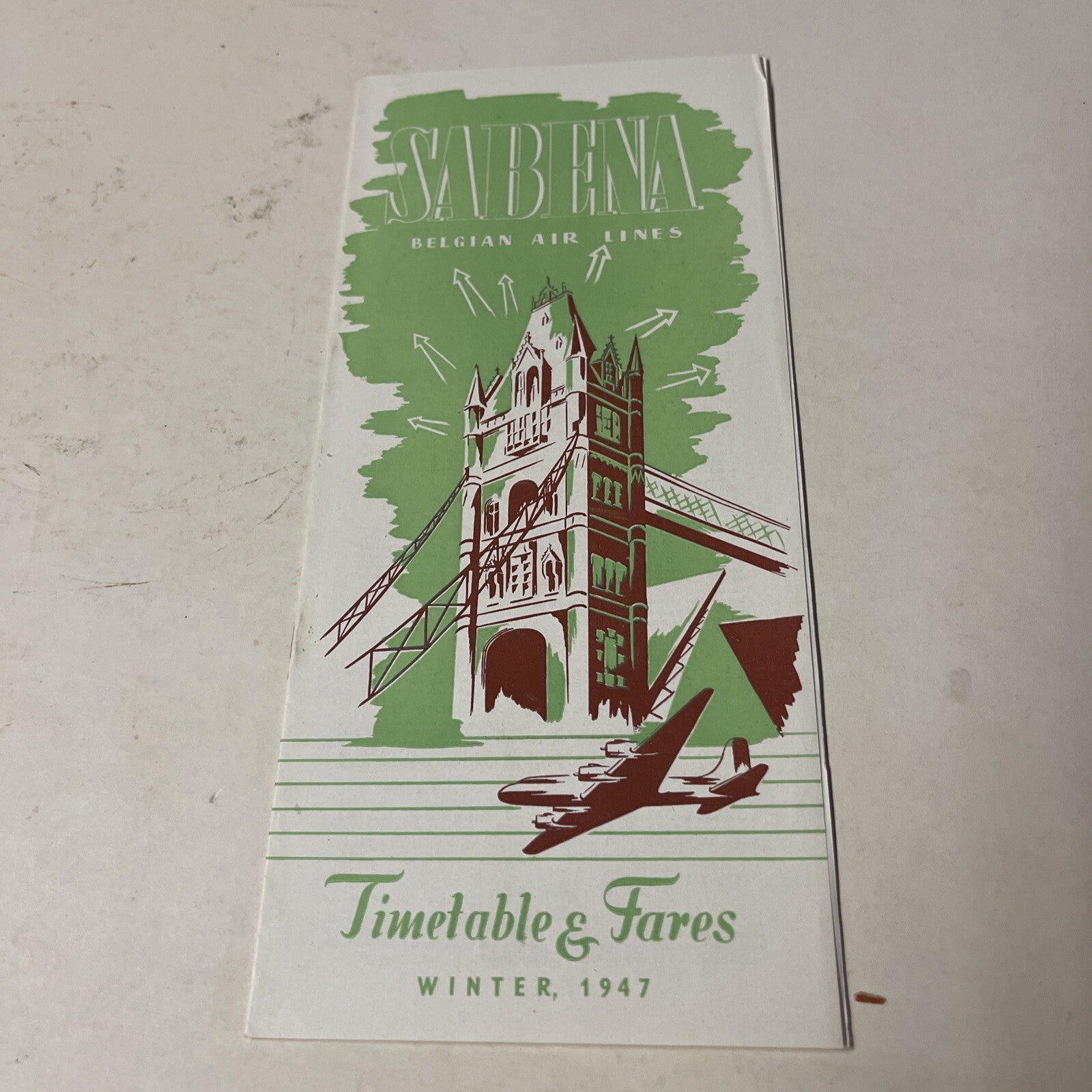 Sabena AIRLINE September 1948 TIMETABLE SCHEDULE Brochure flight cover0