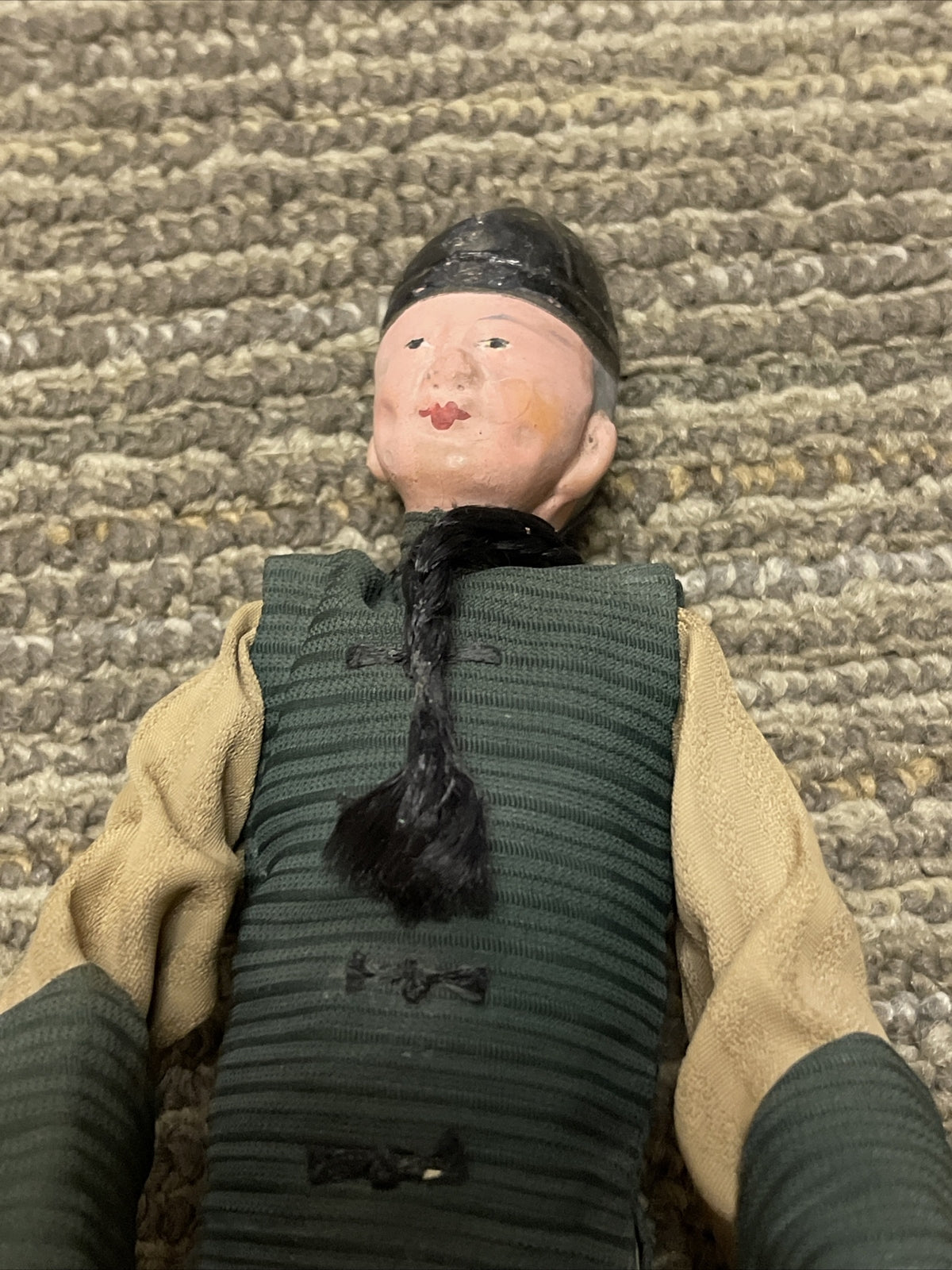 Quing Dynasty 1920s Antique Chinese Asian Wire Composition Doll Manchu 9.5”1
