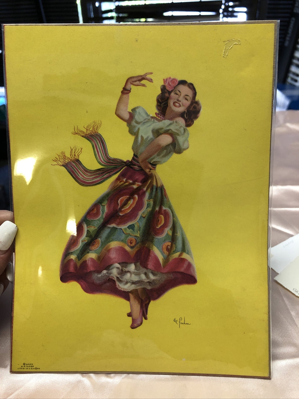 Vintage Art Frahm Pin-Up Art Print Lady Dancing 8”x6”0
