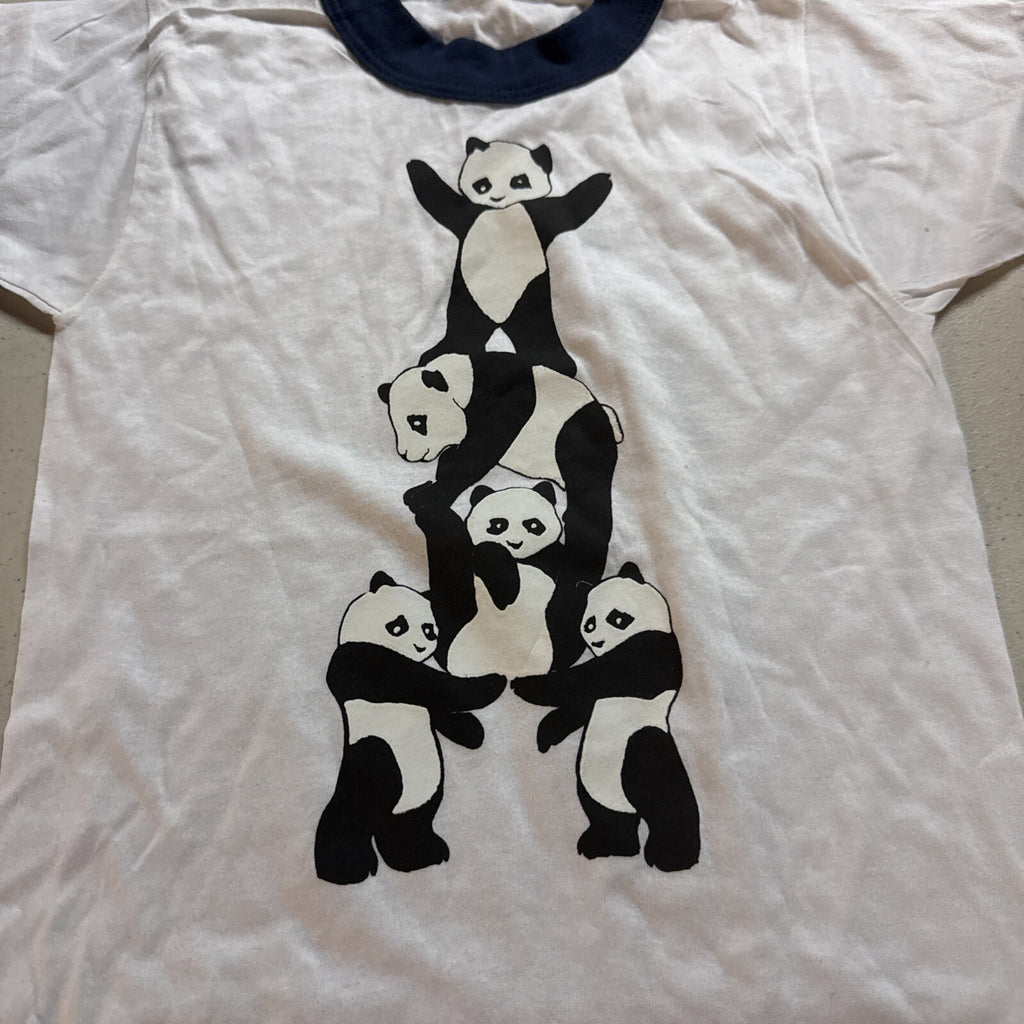 Vintage Gymnastics Panda T Shirt kids 6-8 white  Tee 90s New Old Stock1