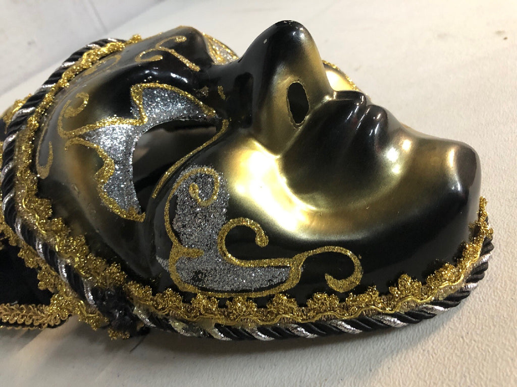 Black mardi gras mask and Gold mardi gras mask, Tie Up Lace In The Back1
