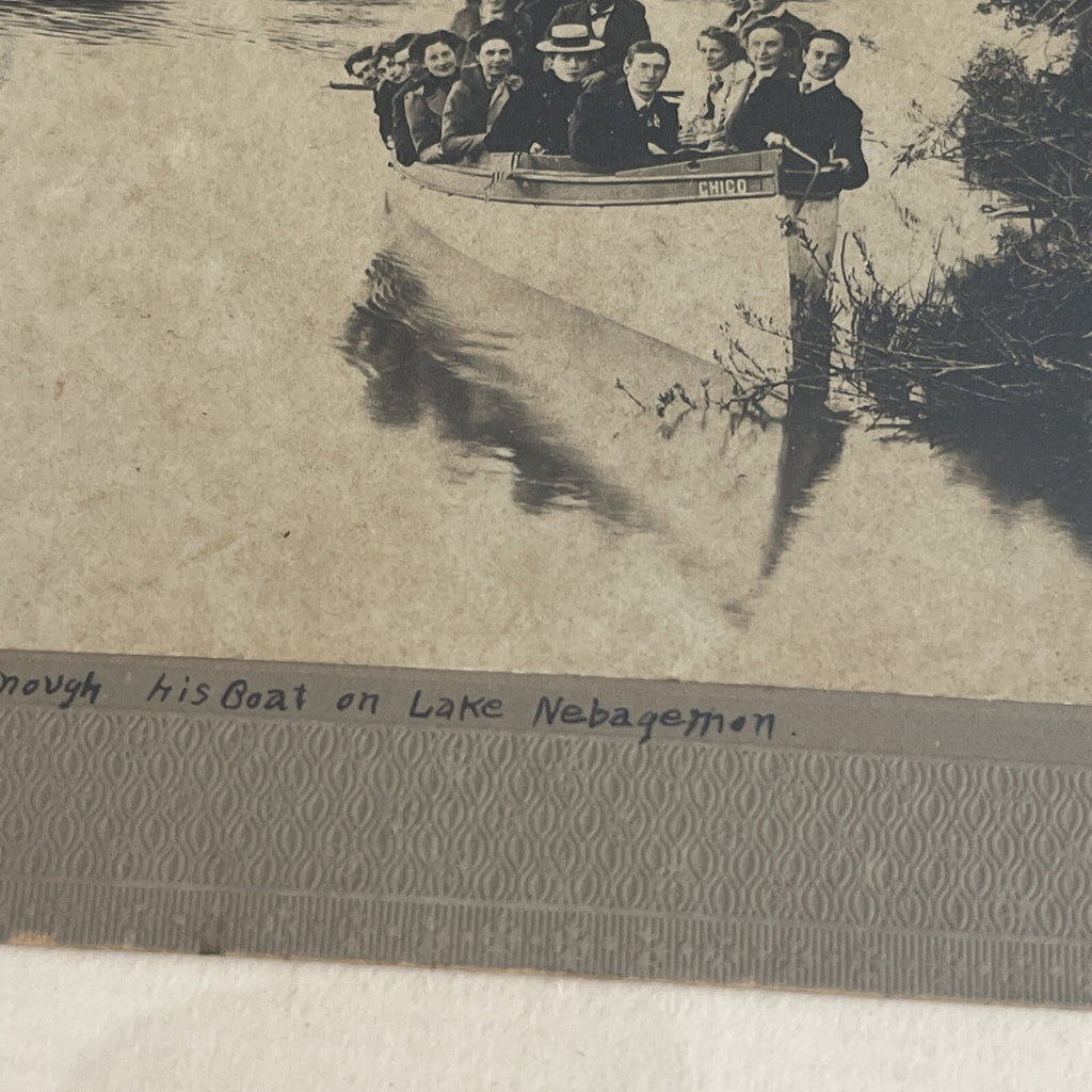 Real Antique Photo Not RPPC Boat On Lake Nebagemon Raymond Goodenough 1900s2