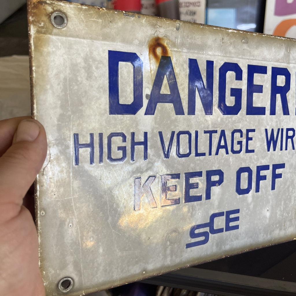 Early Porcelain Sign Danger High Voltage Keep Off Southern California Edison5
