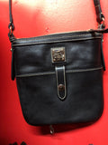 DOONEY & BOURKE Black Pebbled Leather Small Cross-body Swingpack Tote Purse Bag0