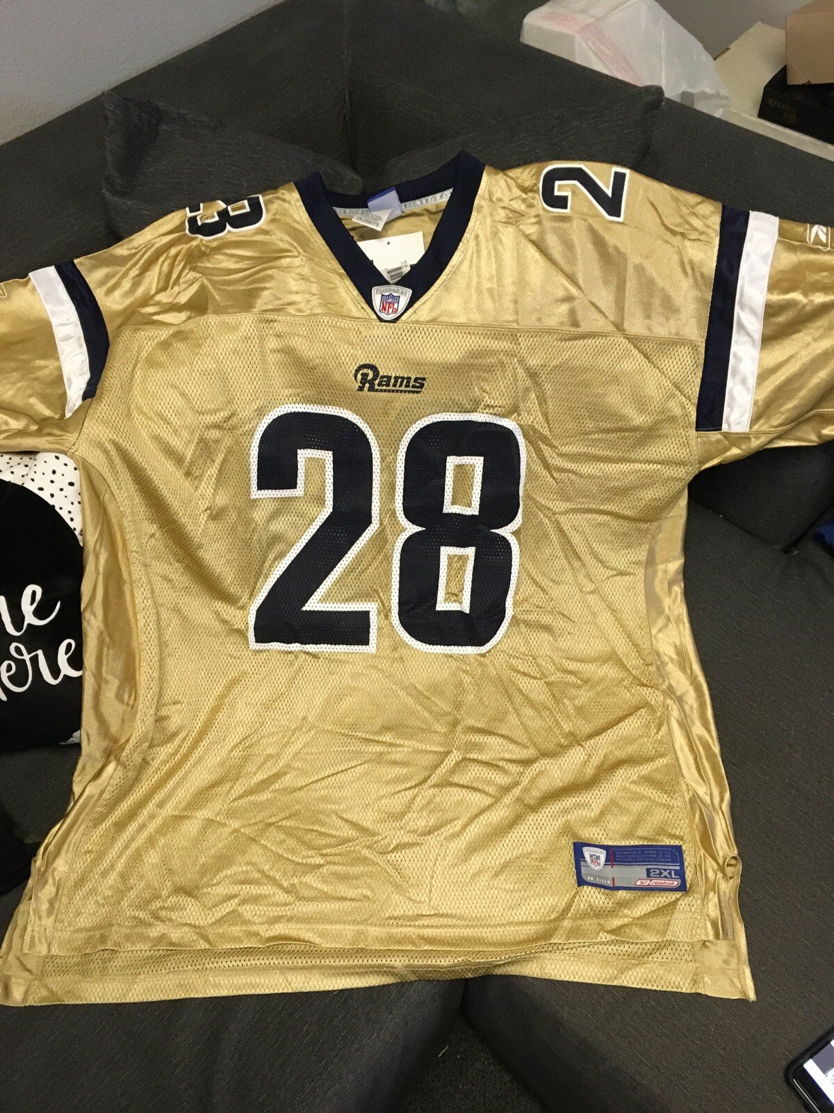 Official Reebok NFL Marshall Faulk St. Louis Rams Jersey - Medium - On Field0