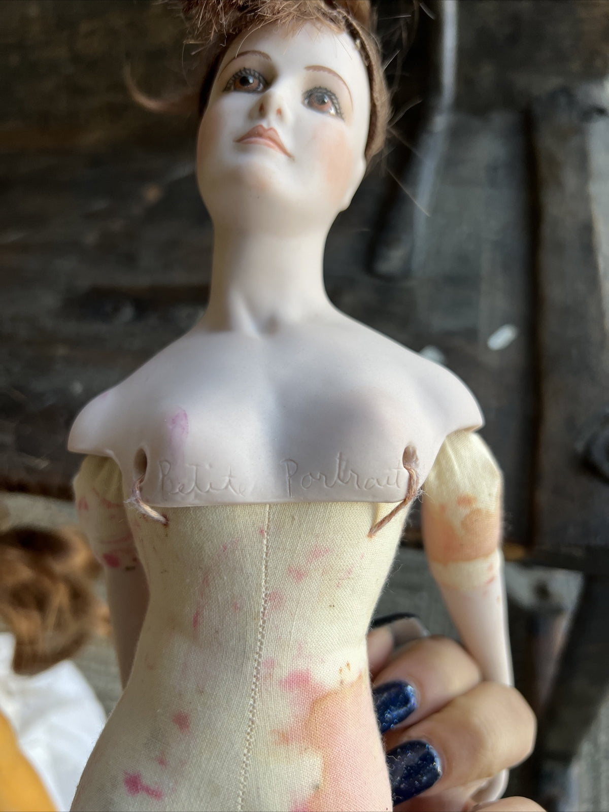 15” Vintage “Rose” Muriel Kramer Bisque Head Cloth Body Doll 19824