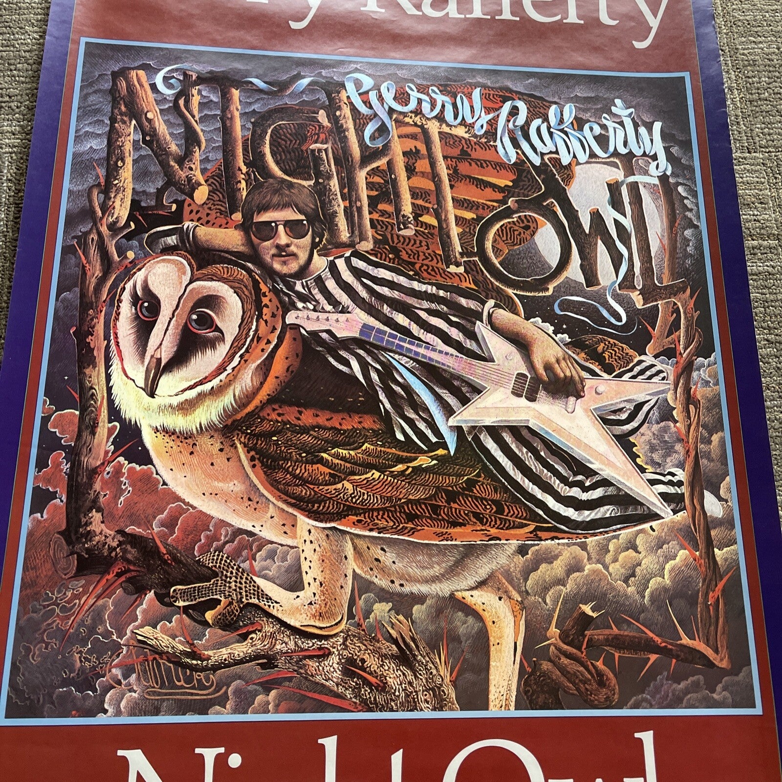 #170 1979 Gerry Rafferty Night Owl Record Store Promo Poster 24” X 36”6
