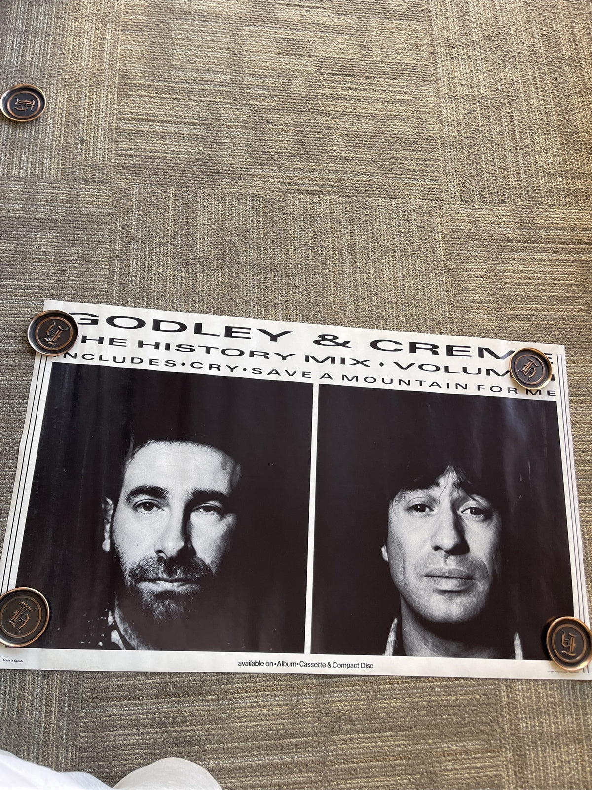 #183 1985 Godley And Creme Cry Rare Original Record Store Promo Poster 22” X 36”0