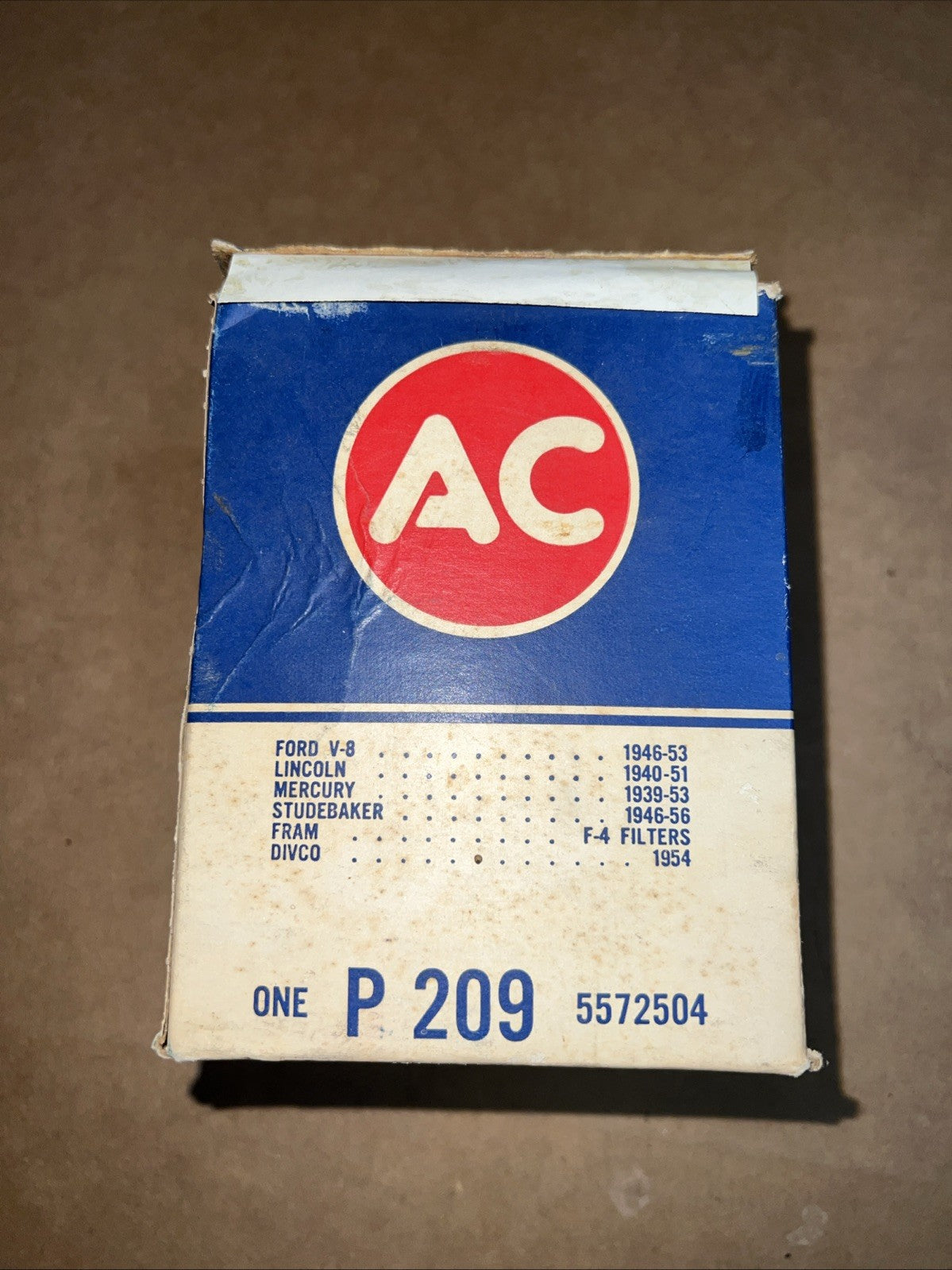 Vintage AC Oil Filter P209 for Ford, Mercury, Studebaker, More (1940s–50s)1