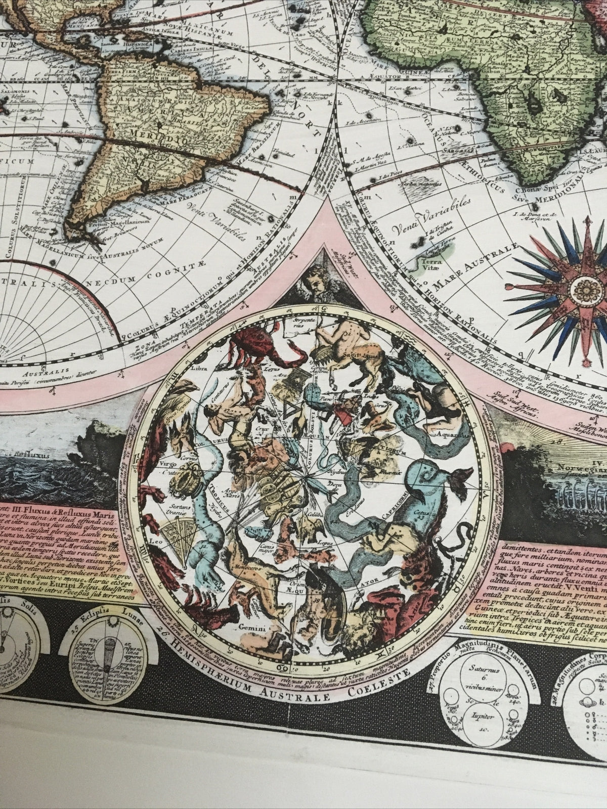 Vnt Map Latin Planisphaerium Terrestre cum utroque Coelesti Hemisphaerio C16003