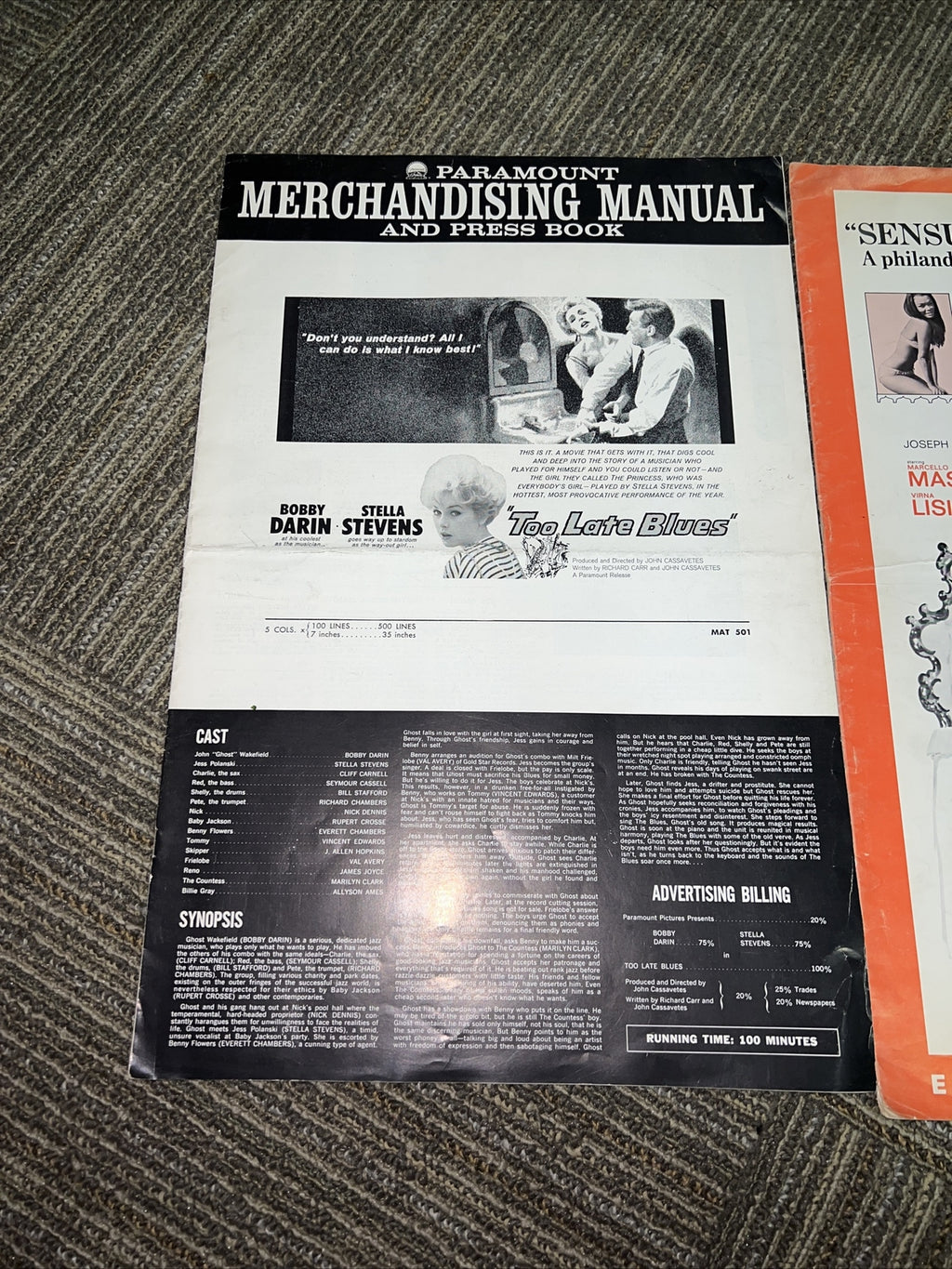 Too Late Blues , Casanova ‘70 , Vintage Film Merchandising Showmanship Manuals 22