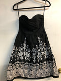 White House Black Market Womens Small 0 Dress Strapless A Line Floral Cotton0