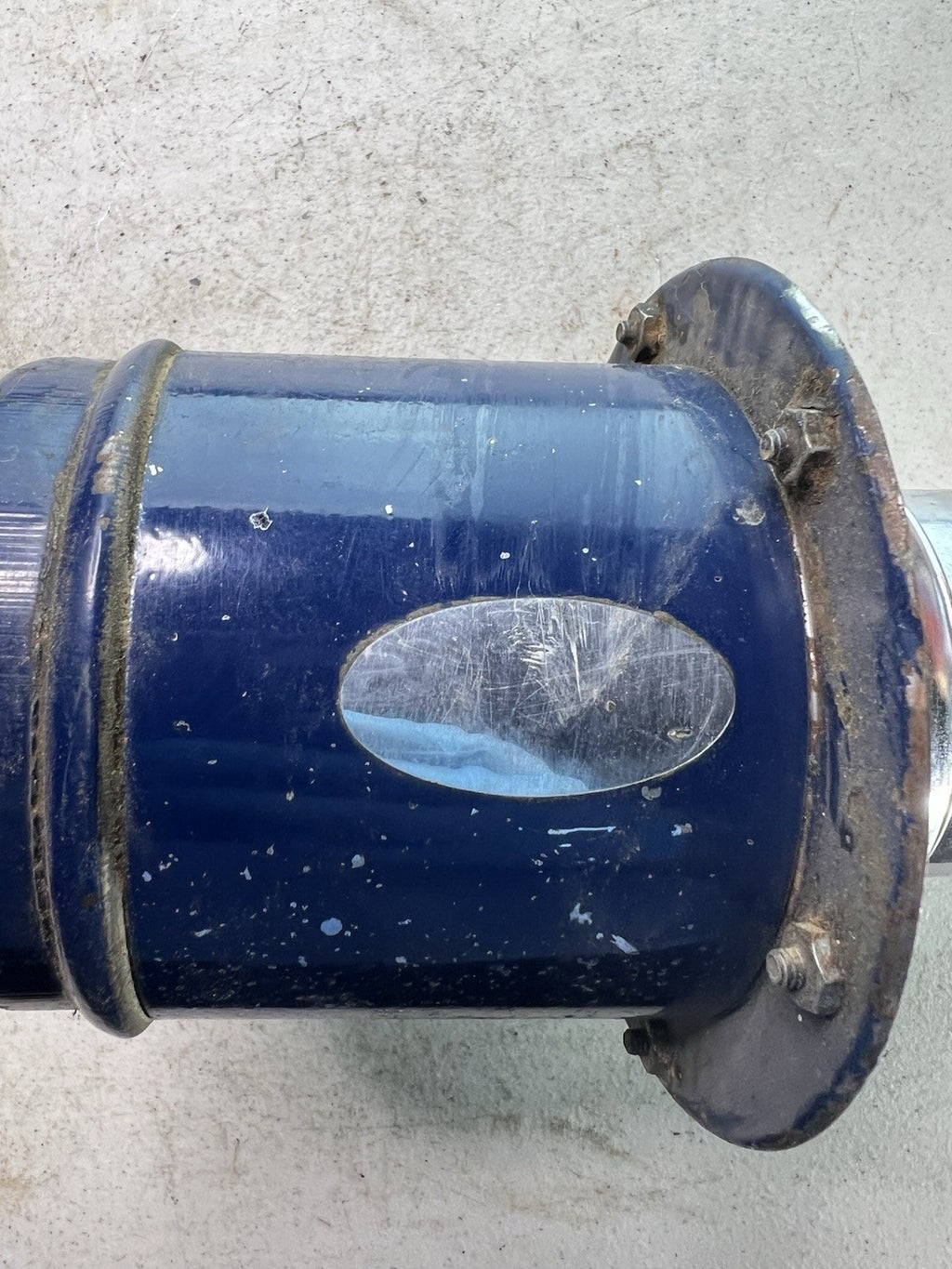 Vintage Chrome Bullet Air Horn 12V Electric Siren – Blue Housing, Chrome Bell3