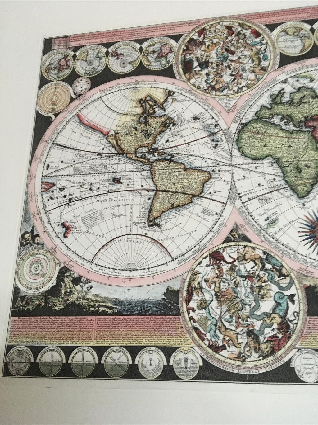 Vnt Map Latin Planisphaerium Terrestre cum utroque Coelesti Hemisphaerio C16002