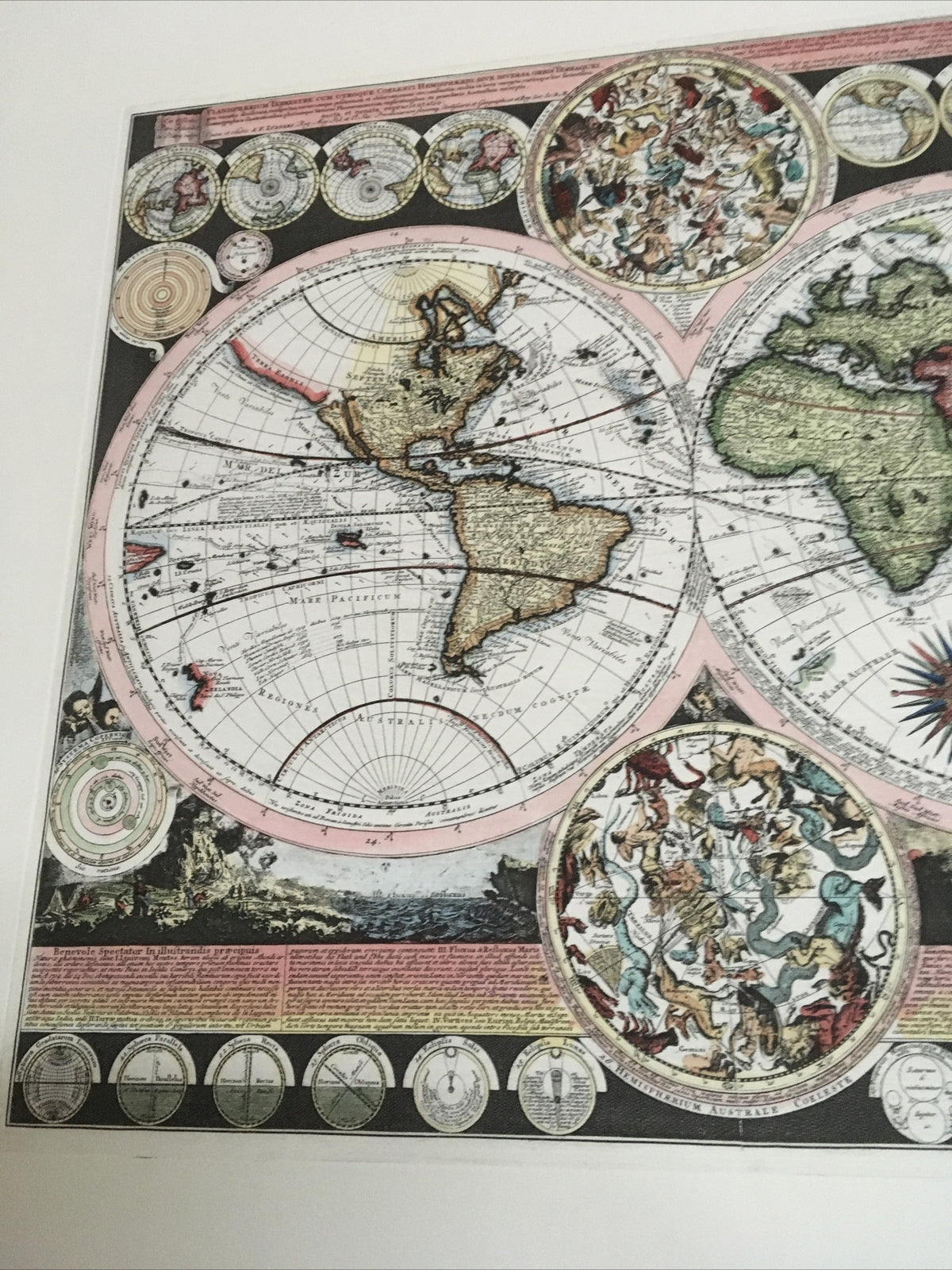 Vnt Map Latin Planisphaerium Terrestre cum utroque Coelesti Hemisphaerio C16002