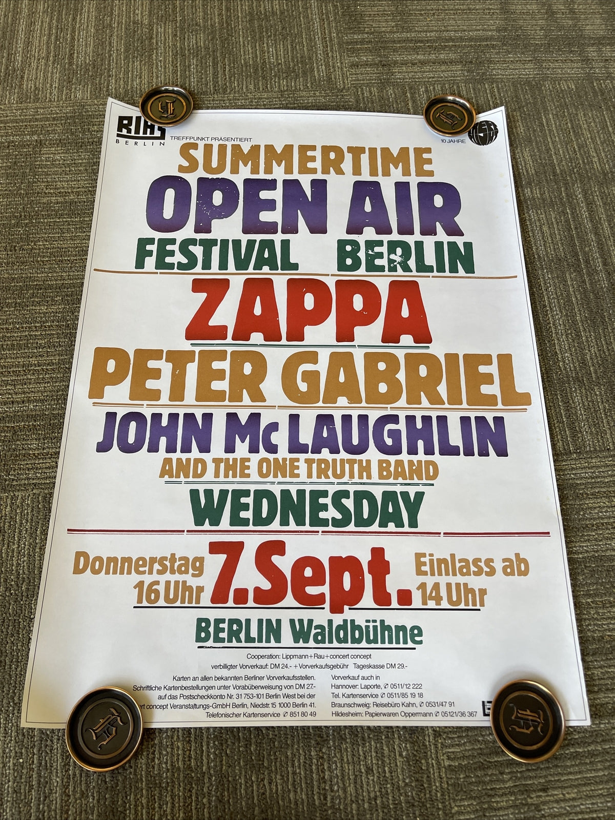 #197 1978 ORIGINAL POSTER FRANK ZAPPA SUMMERTIME OPEN AIR FESTIVAL BERLIN 33x230