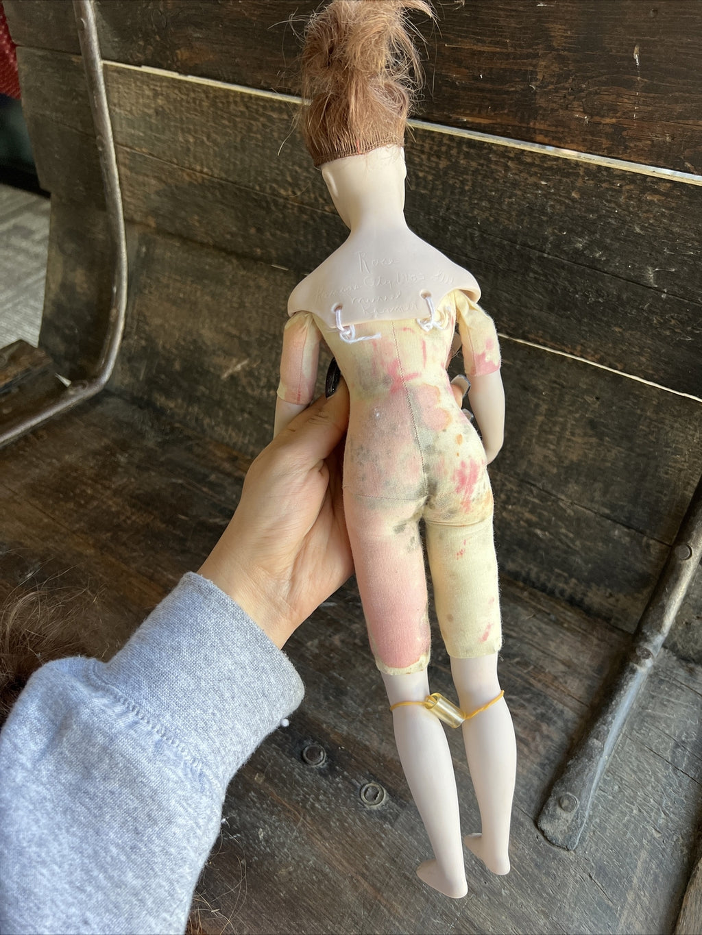 15” Vintage “Rose” Muriel Kramer Bisque Head Cloth Body Doll 19822
