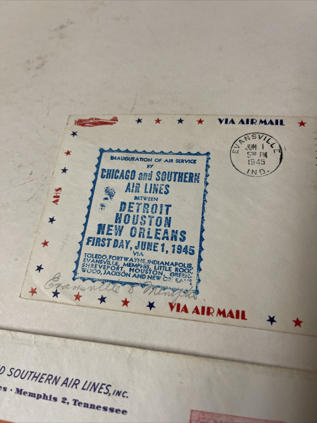 2 Chicago And Southern Airlines Havana FIRST FLIGHT AIR MAIL COVER 1940s1