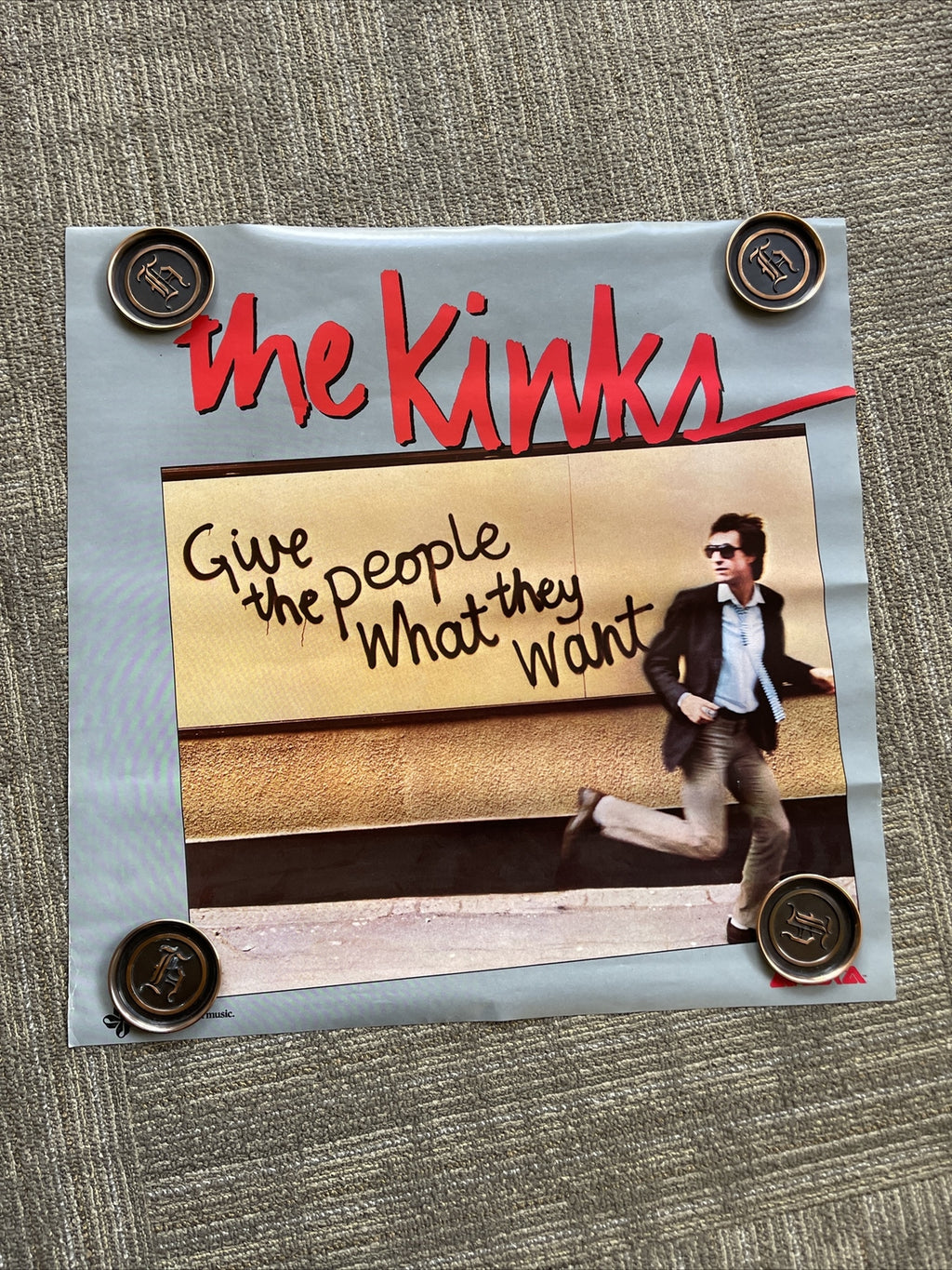 #43 1981 THE KINKS Give People What They Want Record Store Promo Poster 24x240