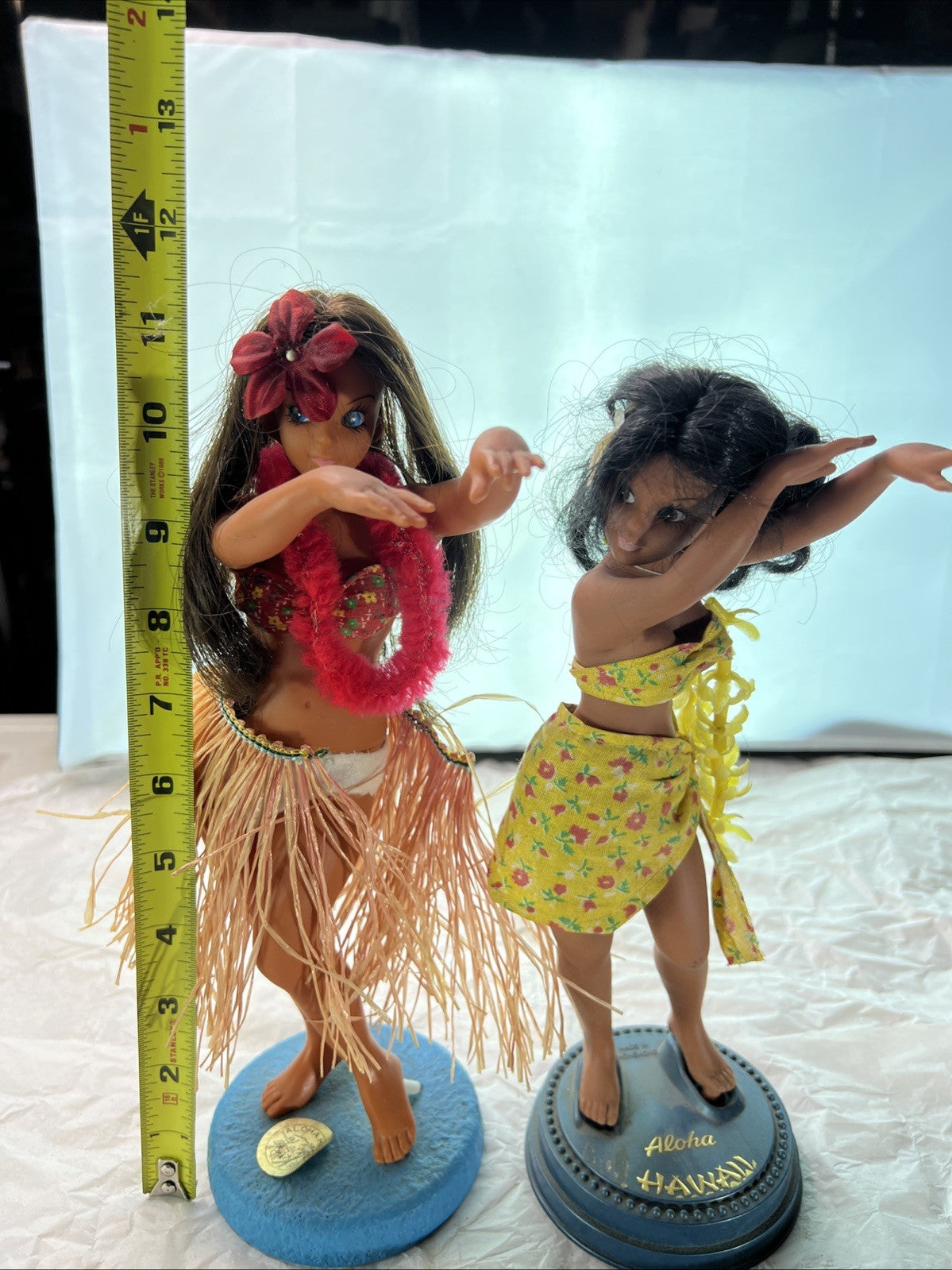 2 Vintage Hula Dancer Hawaiian Girl 12" Souvenir Hawaii Doll Grass Skirt1