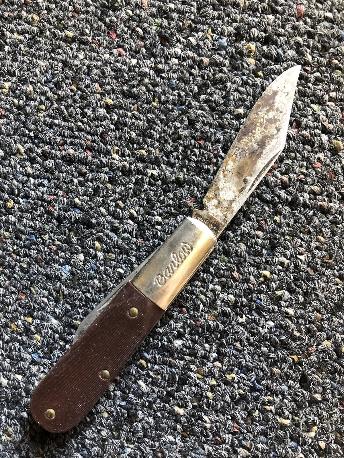 Vintage BARLOW Brown Pocketknife Folding Knife 2 Blades3