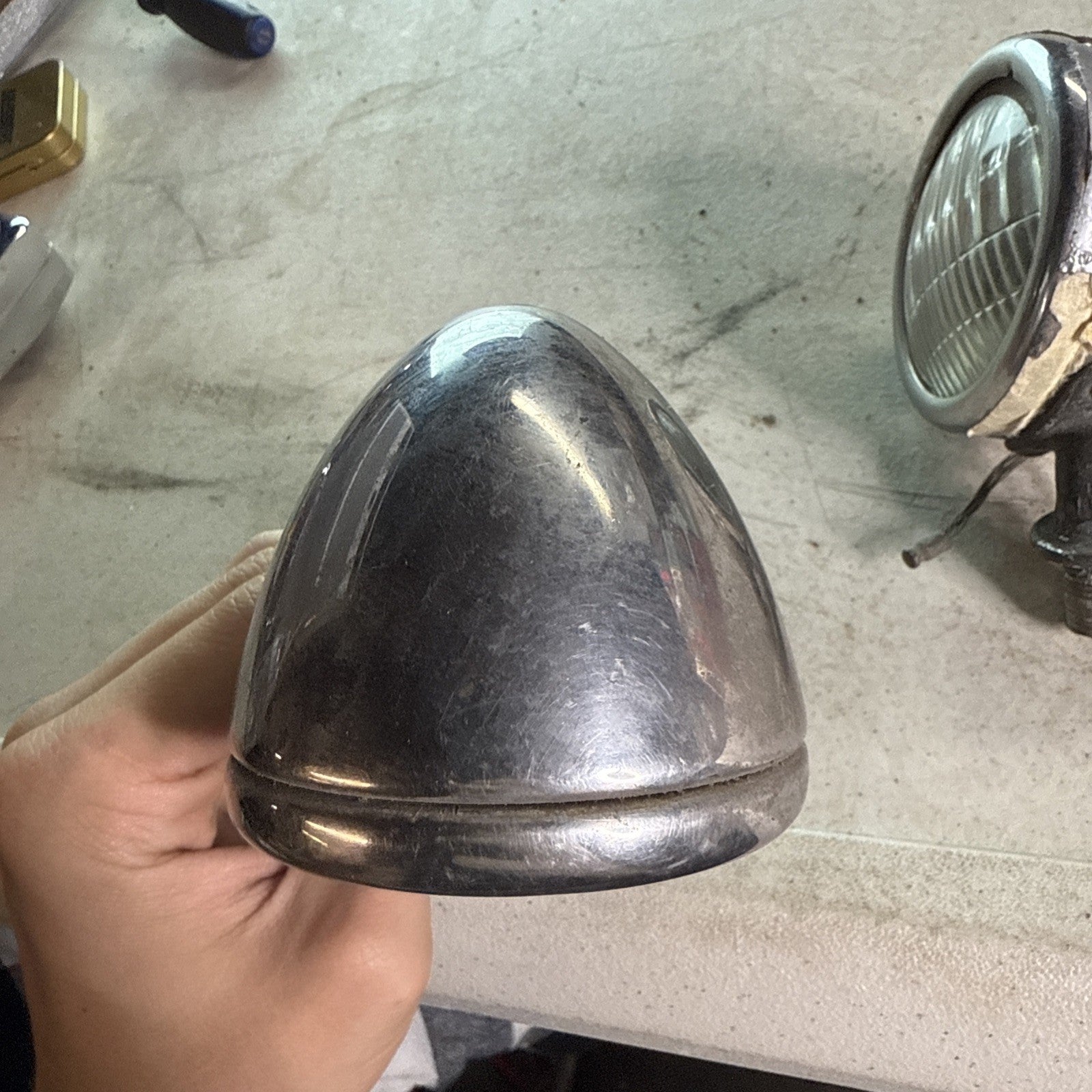 Small Chrome Fender Light 1930's Bolt On One Missing Lens4
