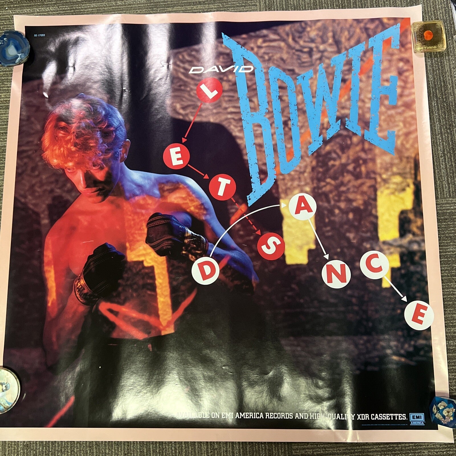 #199 Vintage David Bowie Let’s Dance Emi Records Promo Poster 1983 RARE!0