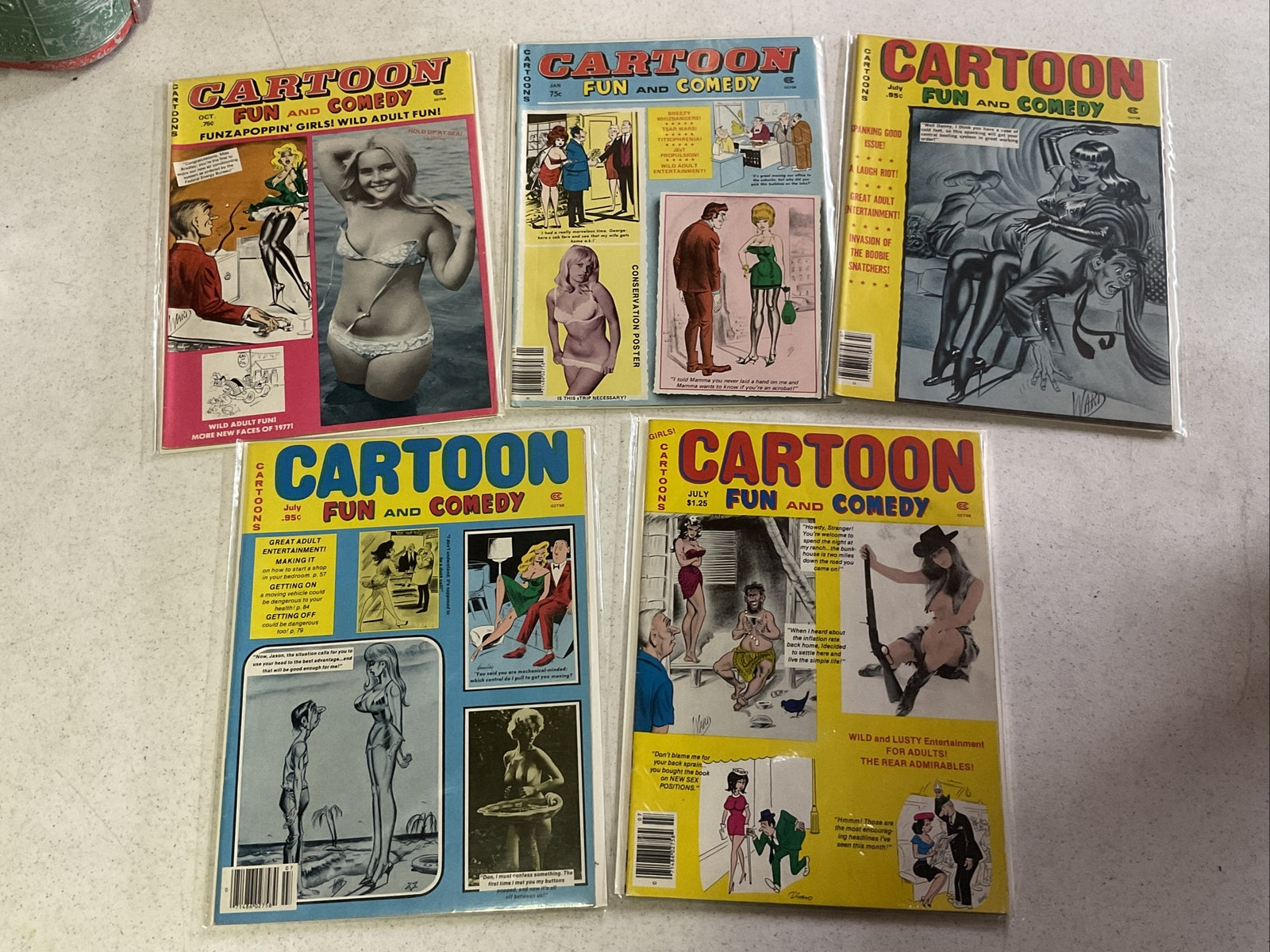 Vintage Cartoon Fun and Comedy Magazine Lot Of 5 Cartoons and Pinups - 1977-810
