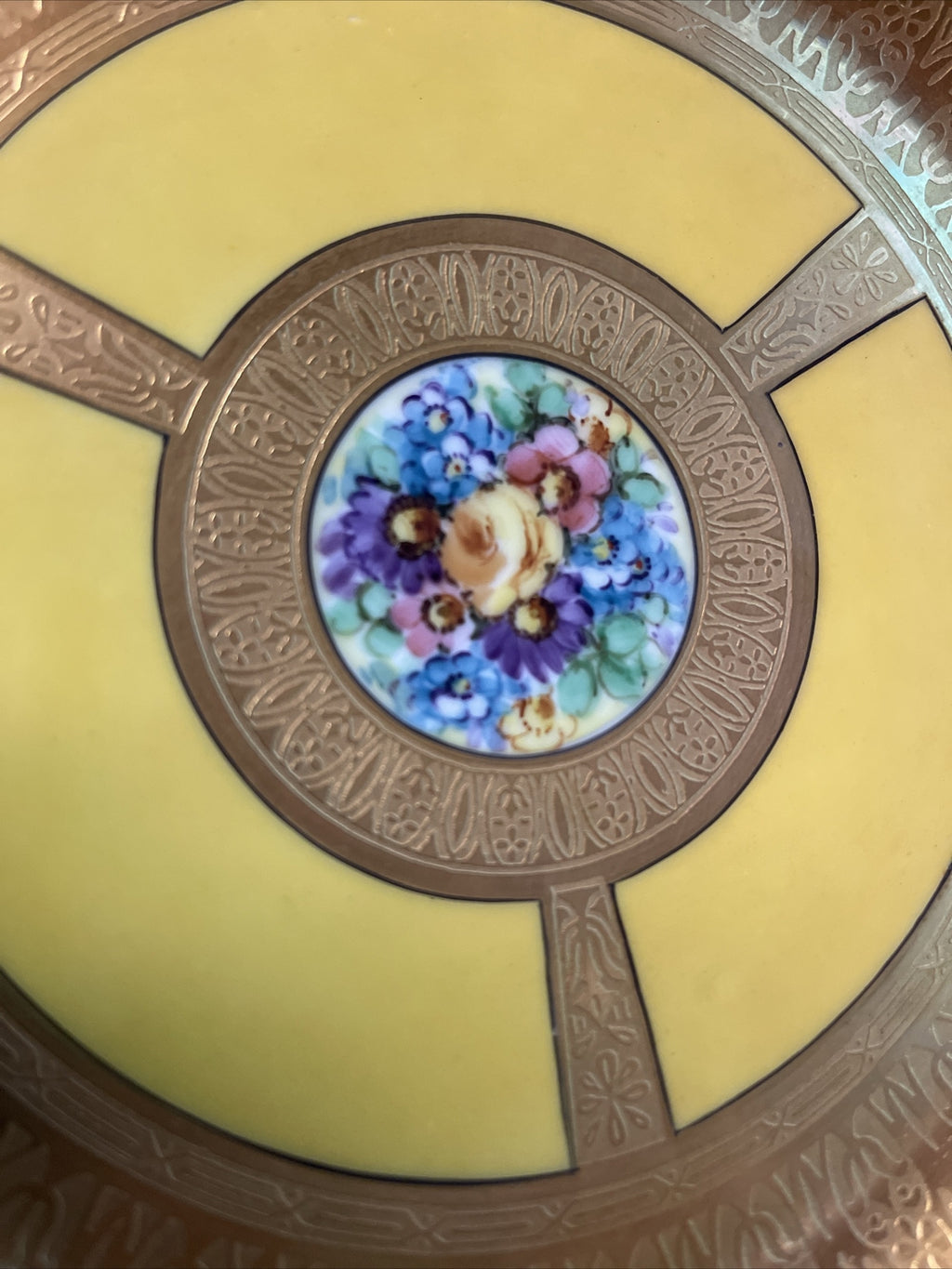 Thomas Bavaria 10 3/4" Floral Bouquet Cabinet Dinner Plate Germany gold gilt3
