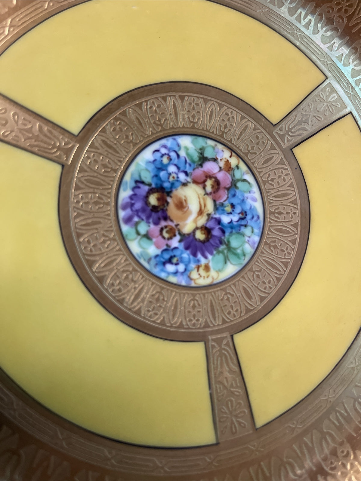 Thomas Bavaria 10 3/4" Floral Bouquet Cabinet Dinner Plate Germany gold gilt3