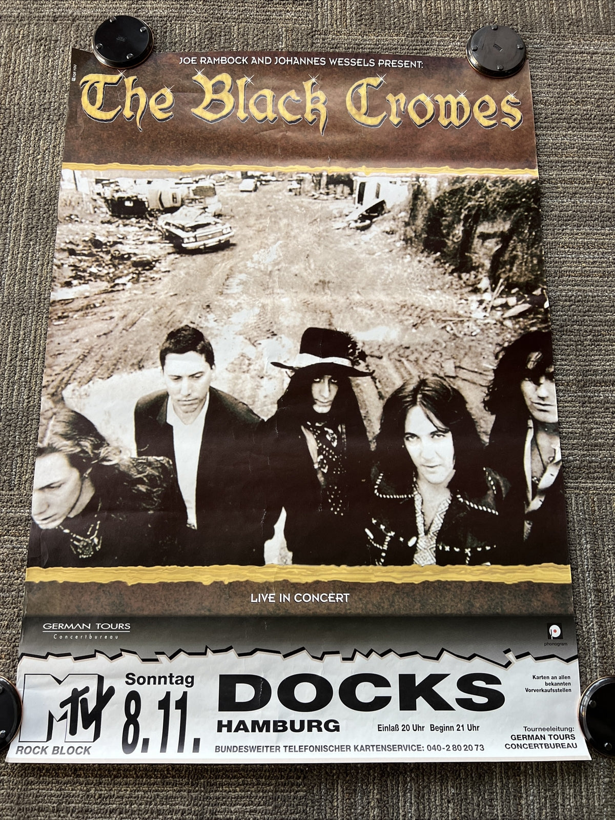 The Black Crowes Live in Concert Docks Hamburg German Tours Vintage MTV Poster 0