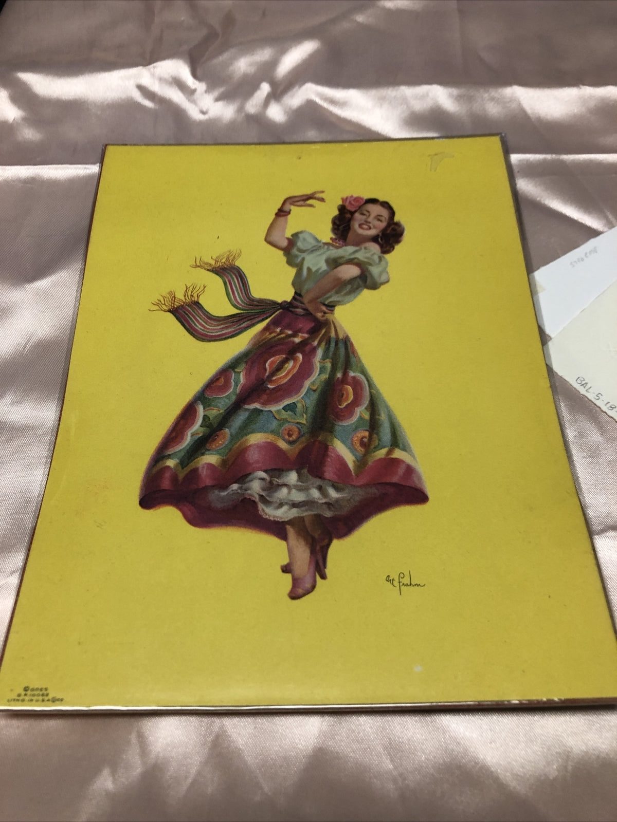 Vintage Art Frahm Pin-Up Art Print Lady Dancing 8”x6”3