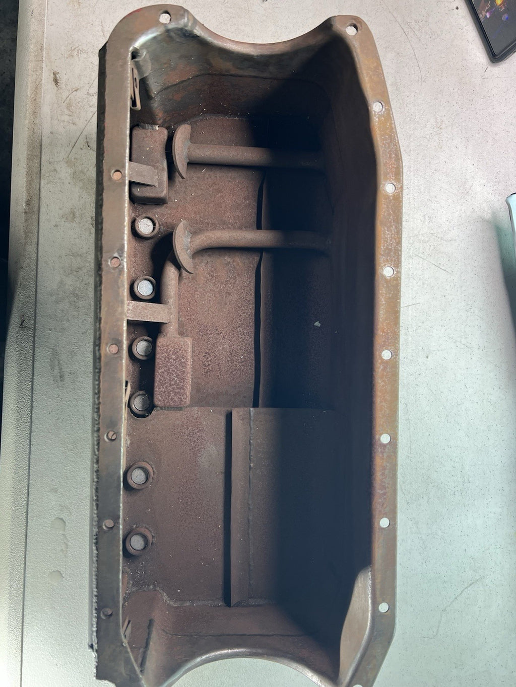Vintage Hamburger’s Oil Pan – Welded Steel Drag Racing Sump – Baffled3