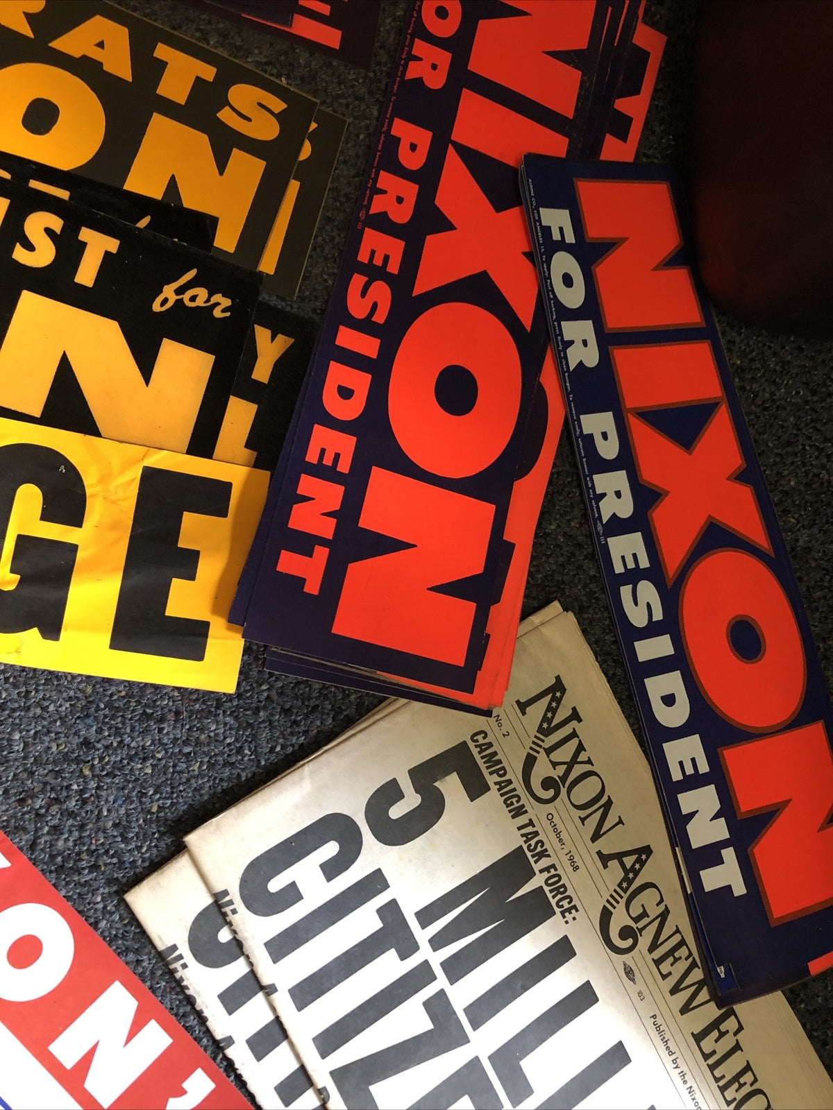 Richard Nixon for President Political Campaign Ephemera Stickers Newspaper Etc.6