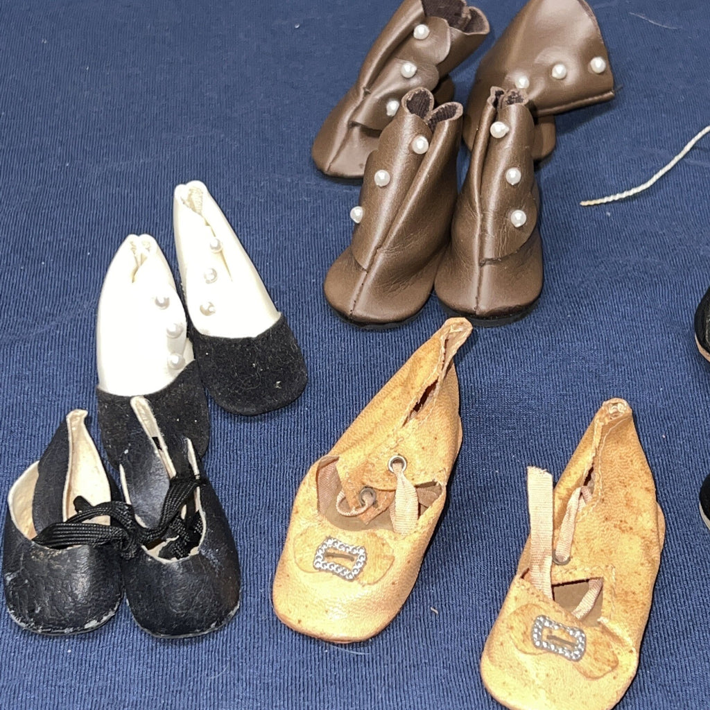 Lot of 6 Antique and Vintage Doll Shoes Unique Various Conditions Similar Sizes11