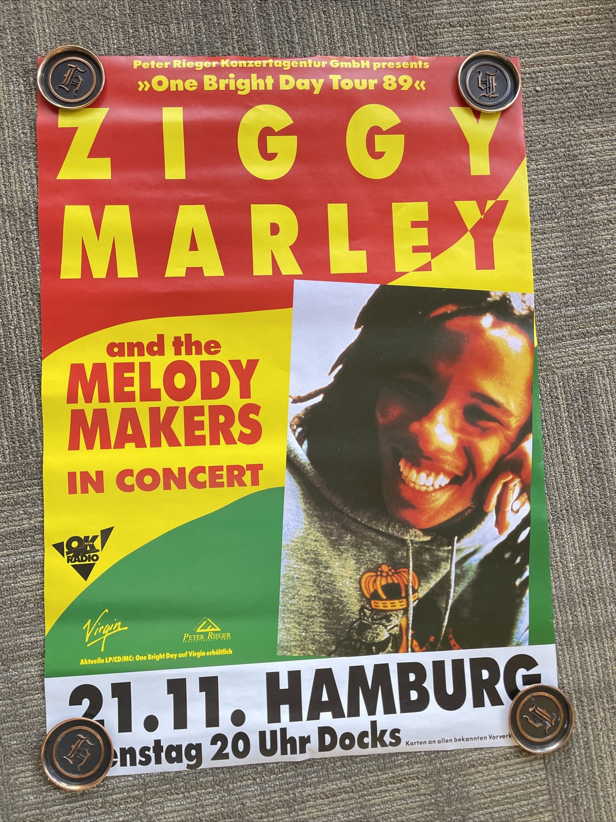 #88 1989 Ziggy Marley Melody Makers Concert Tour Promo Poster UK  33” X23”0