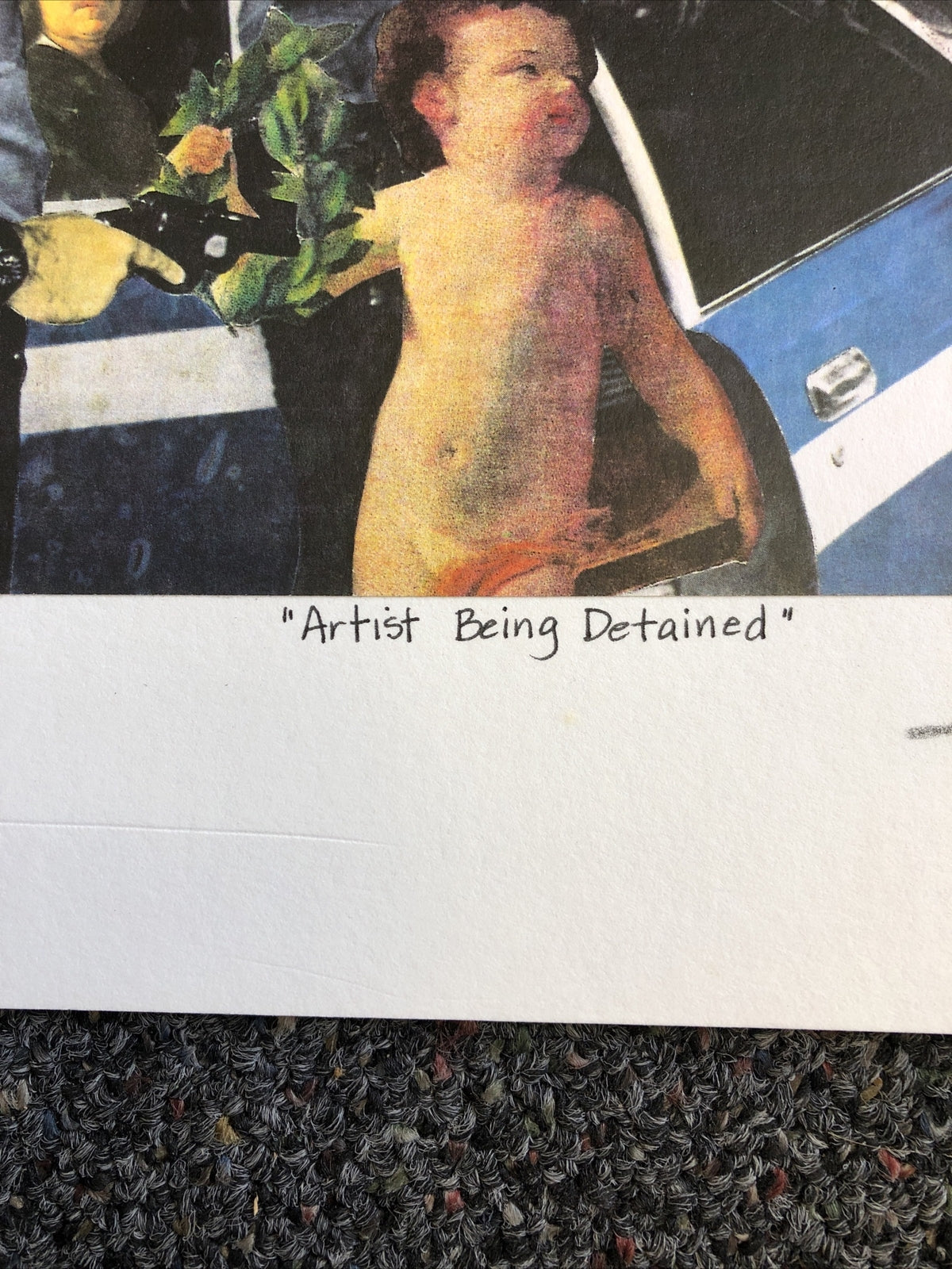 1991 Artist BARRY KITE Signed Art Print “Artist Being Detained” Pop Art 14”x11”3