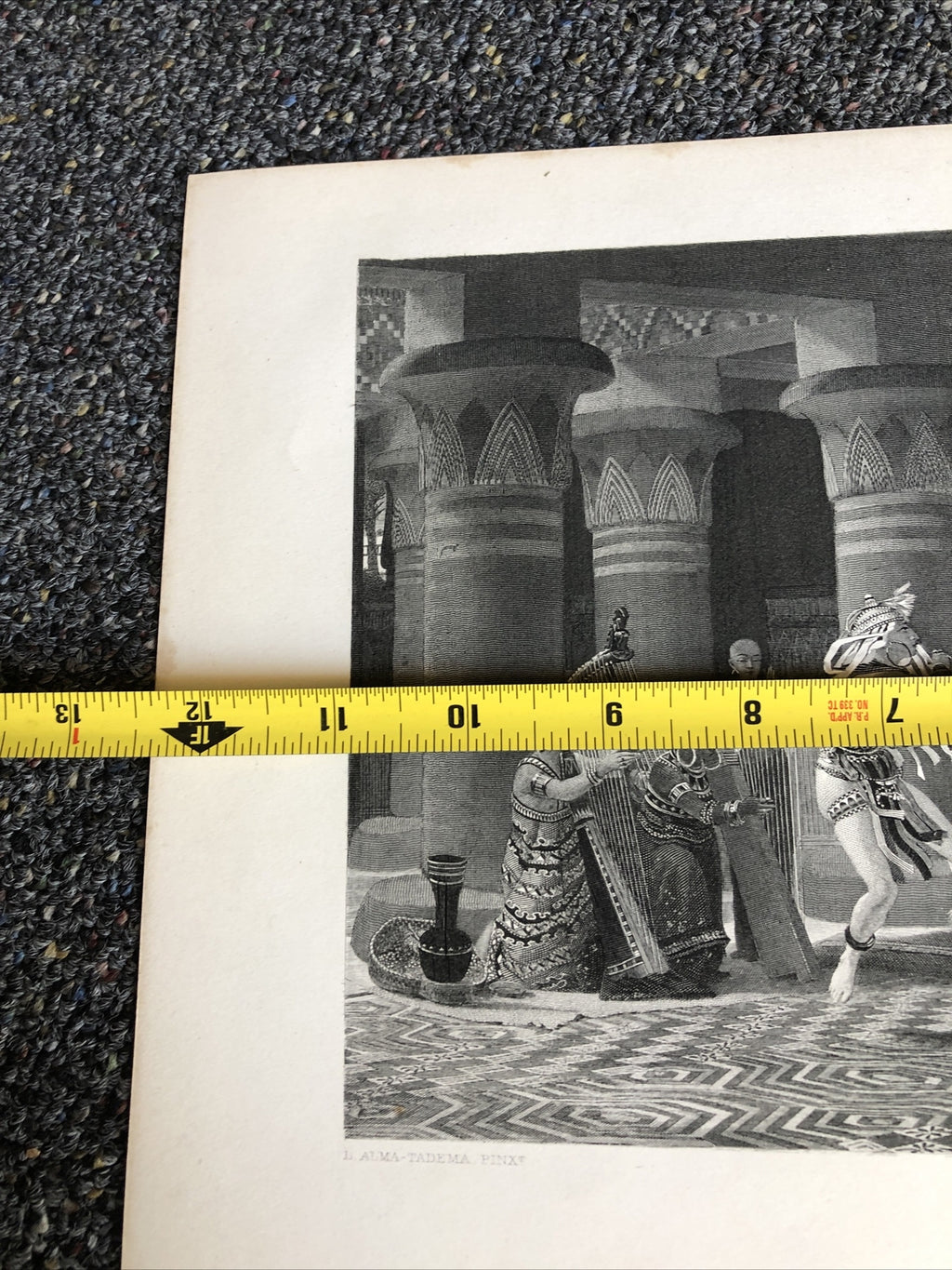 Pastime In Ancient Egypt, by L. Alma Tadema, Vintage 1874 Antique Art Print.10