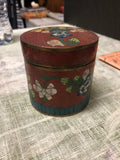 Antique Chinese Cloisonne Metal Tea Caddy 3”x3”0