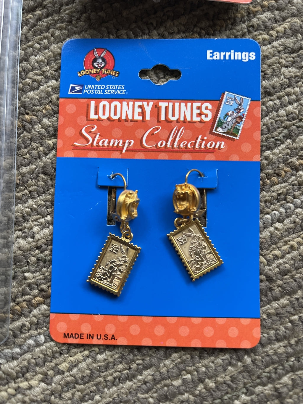 Vintage Looney Tunes Tasmanian Devil Stamp Collection Earrings Pin Pen Lot Of 32