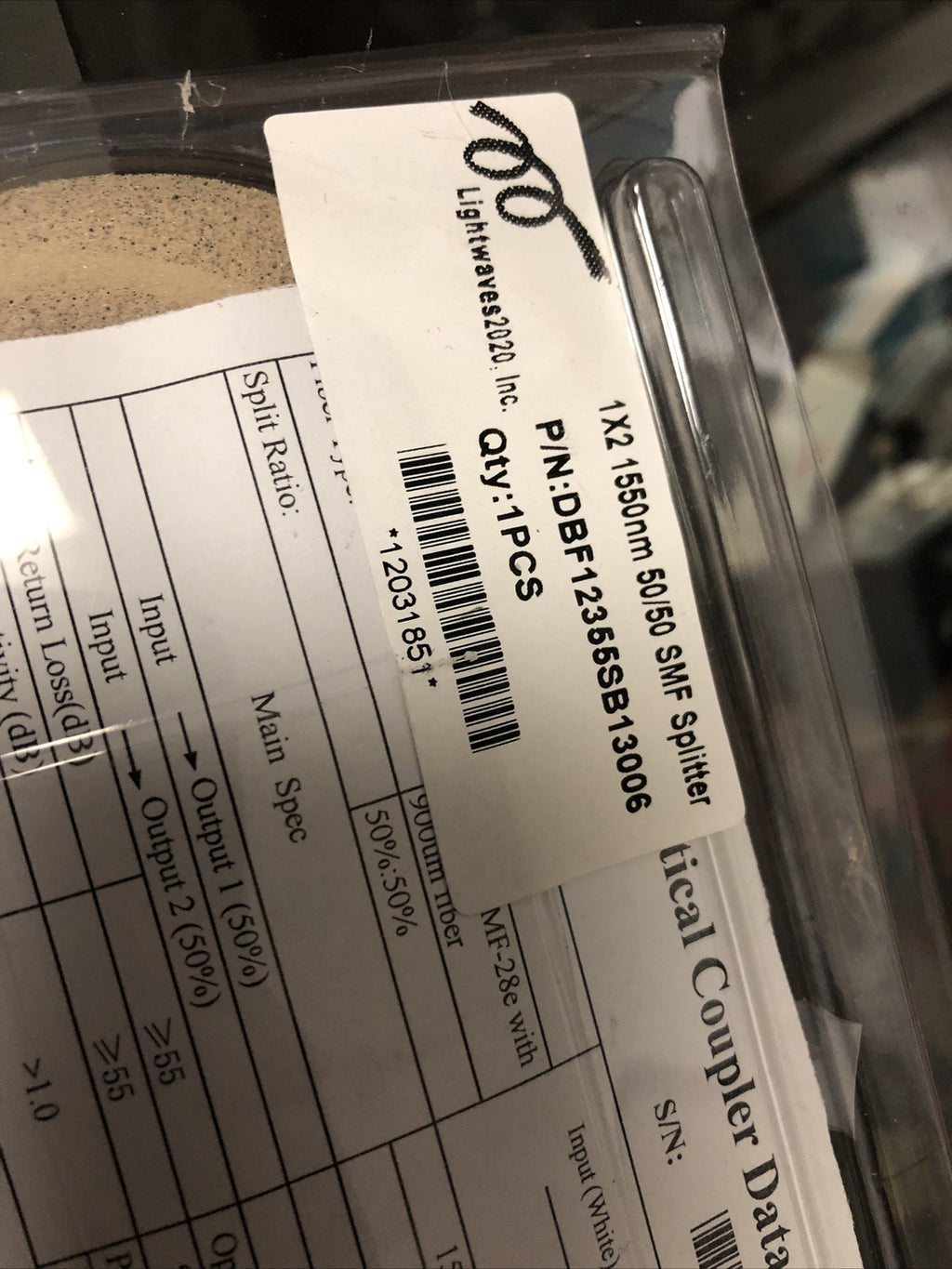 Optical Coupler 1x2 1550nm 50/50 SMF Spitter Lightwaves1
