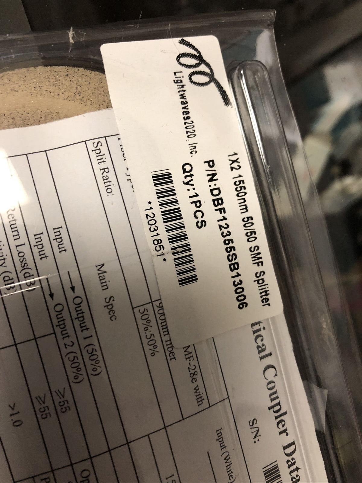 Optical Coupler 1x2 1550nm 50/50 SMF Spitter Lightwaves1