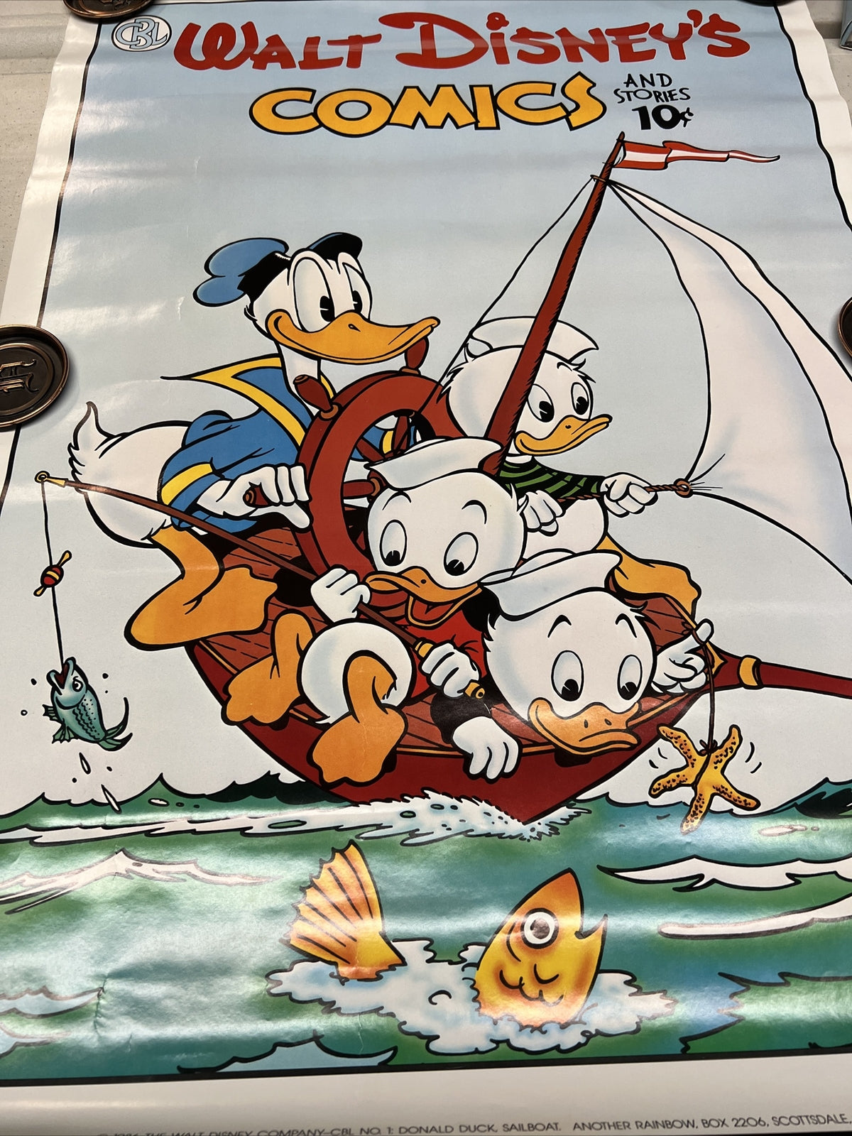 Vintage Walt Disney’s Comics snd Stories Poster 1986 Donald Duck Sailboat1