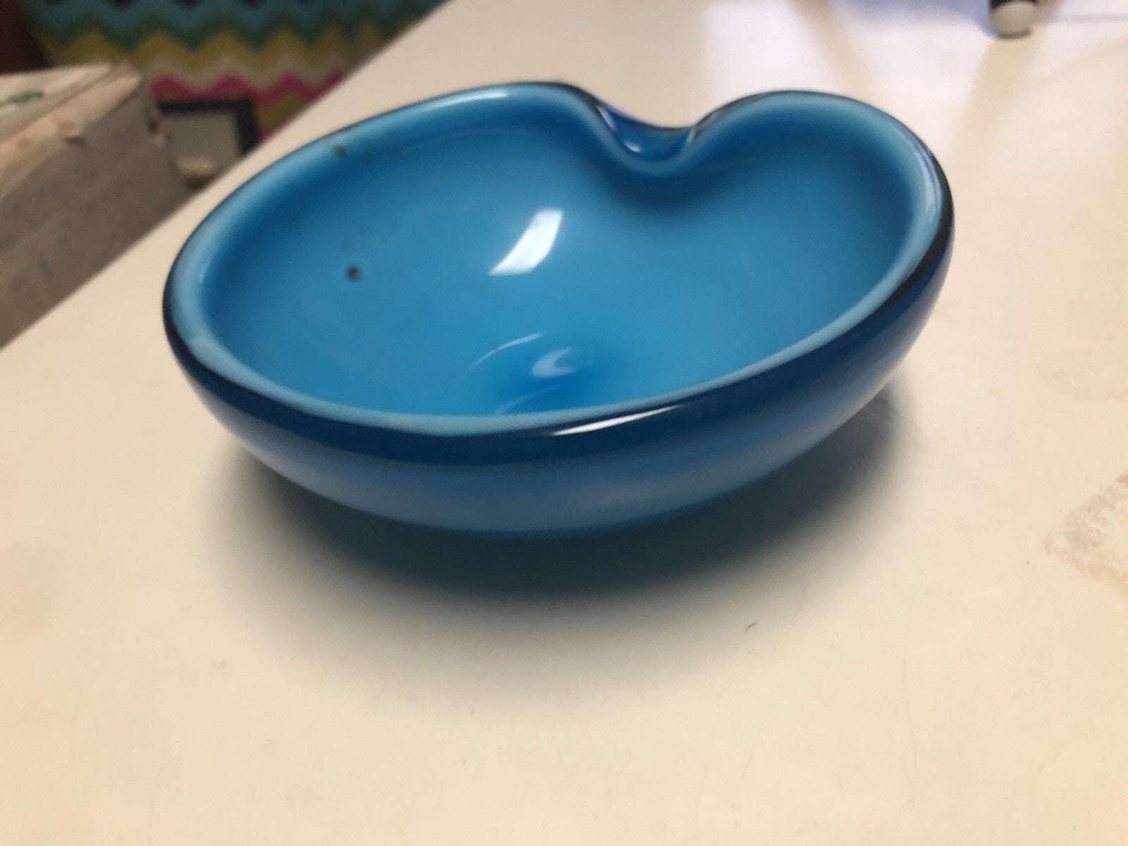 Vintage Two Toned Blue Glass Bowl 5”x2”2