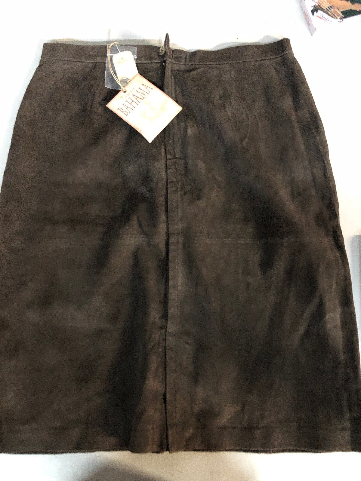 VTG Tommy Bahama Women's Size 10 Brown Leather Silk Leather Skirt0
