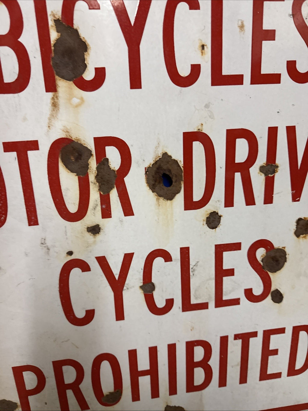 Original Calif Porcelain Freeway Sign  35” X 28” Bicycles Motor Driven Cycles4
