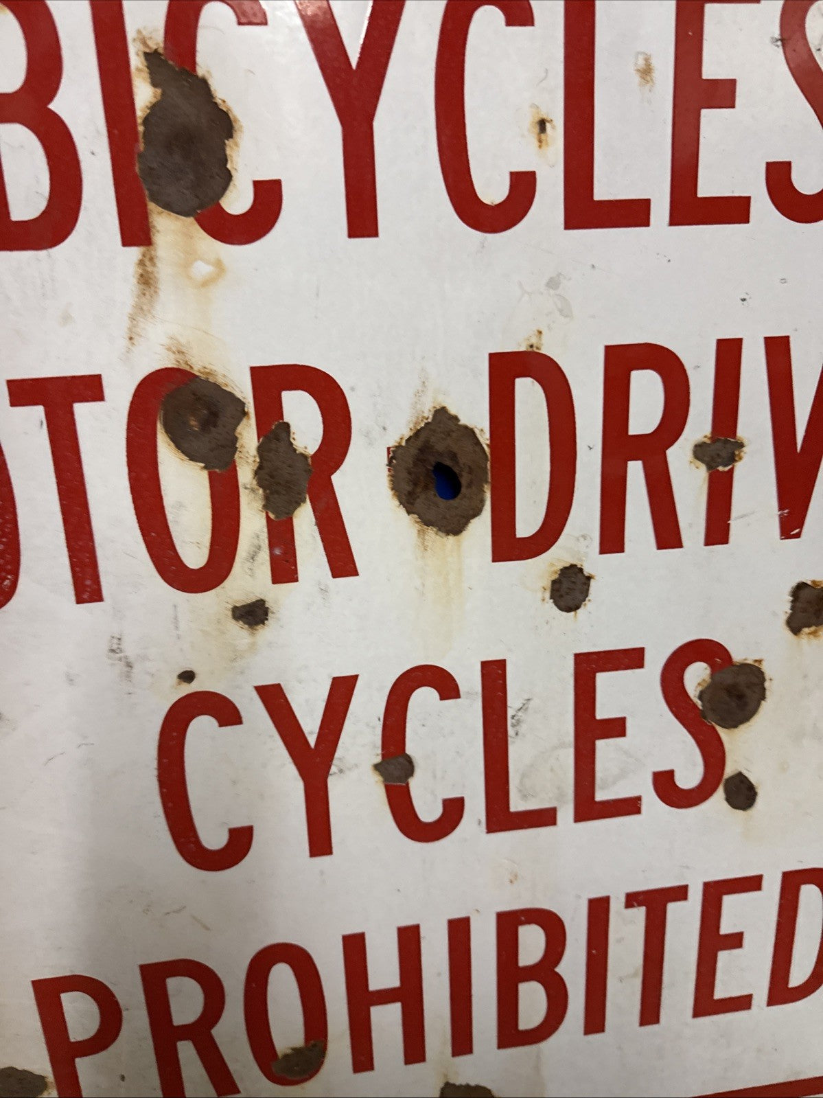 Original Calif Porcelain Freeway Sign  35” X 28” Bicycles Motor Driven Cycles4