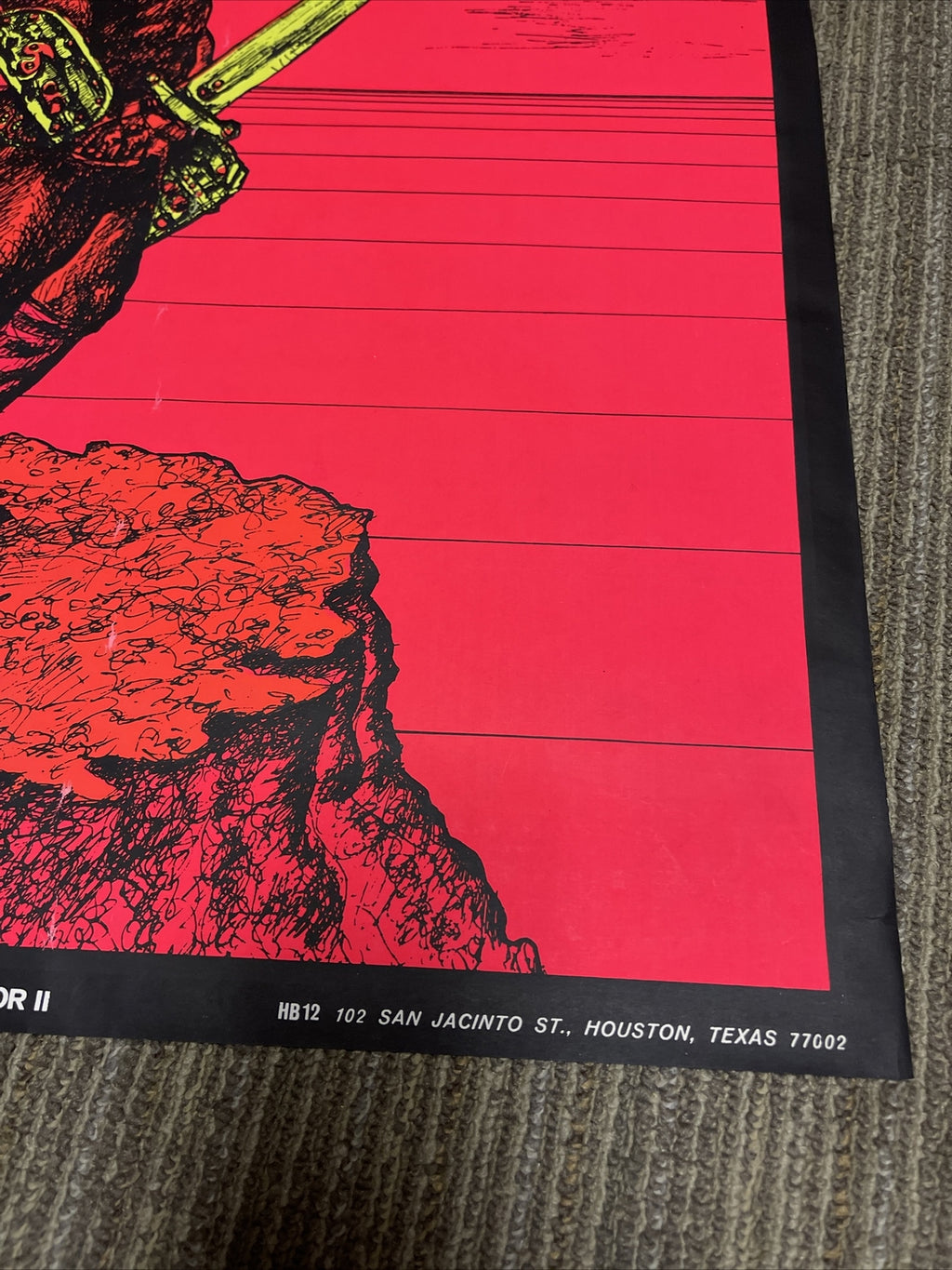 #148 1969 First Printing WARRIOR II BlackLight Black Light Poster 19692