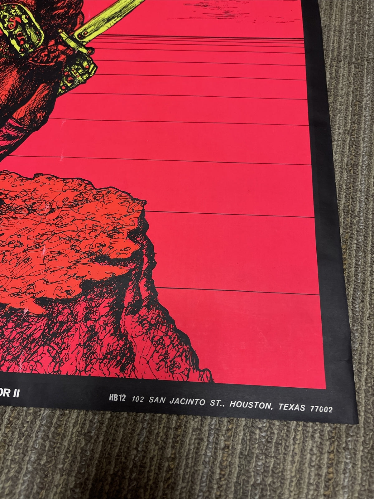 #148 1969 First Printing WARRIOR II BlackLight Black Light Poster 19692