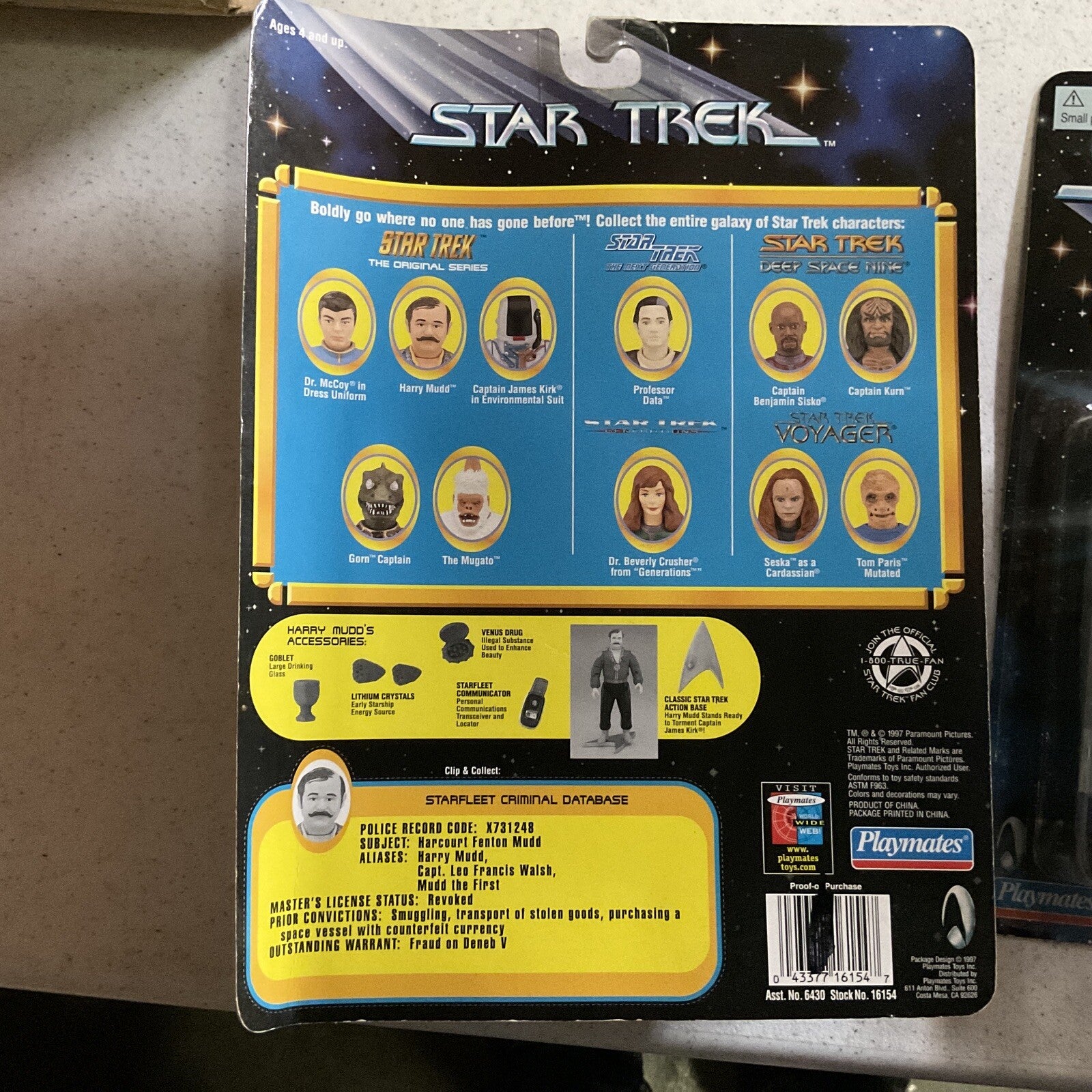 New Playmates Star Trek Lot of 2 Professor Data, Harry Mudd2